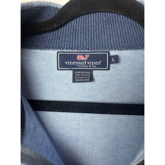Men's Vineyard Vines 1/4 Zip Cotton Striped Pullover Sweater Blue White Large - Picture 3 of 5
